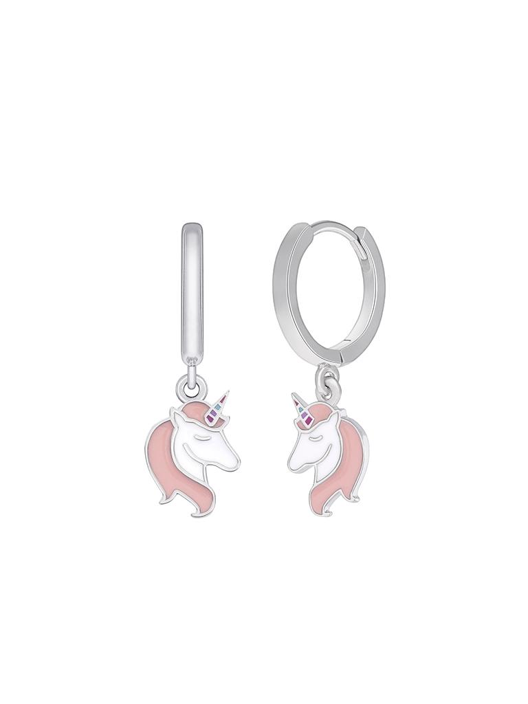 Pendientes Marea Aro Unicornio Rosa Plata 1ª Ley