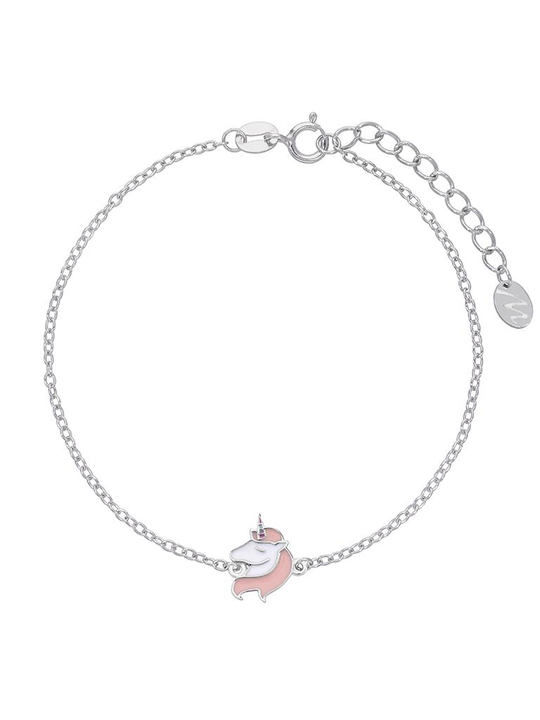 PULSERA Plata Marea NIÑA UNICORNIO ROSA 