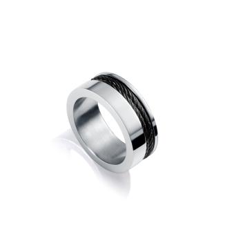 ANILLO VICEROY HOMBRE ACERO CON CABLES NEGROS