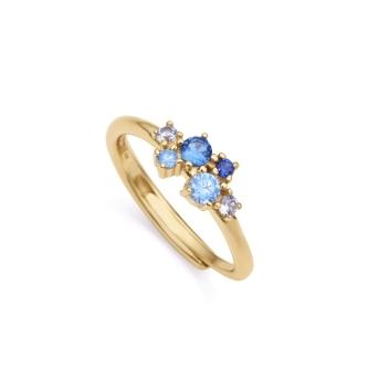 ANILLO VICEROY PLATA DE LEY MUJER BAÑO DE ORO CIRCONITAS AZULES