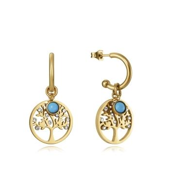 PENDIENTES VICEROY ACERO ARO DORADO MUJER ARBOL DE LA VIDA TURQUESA