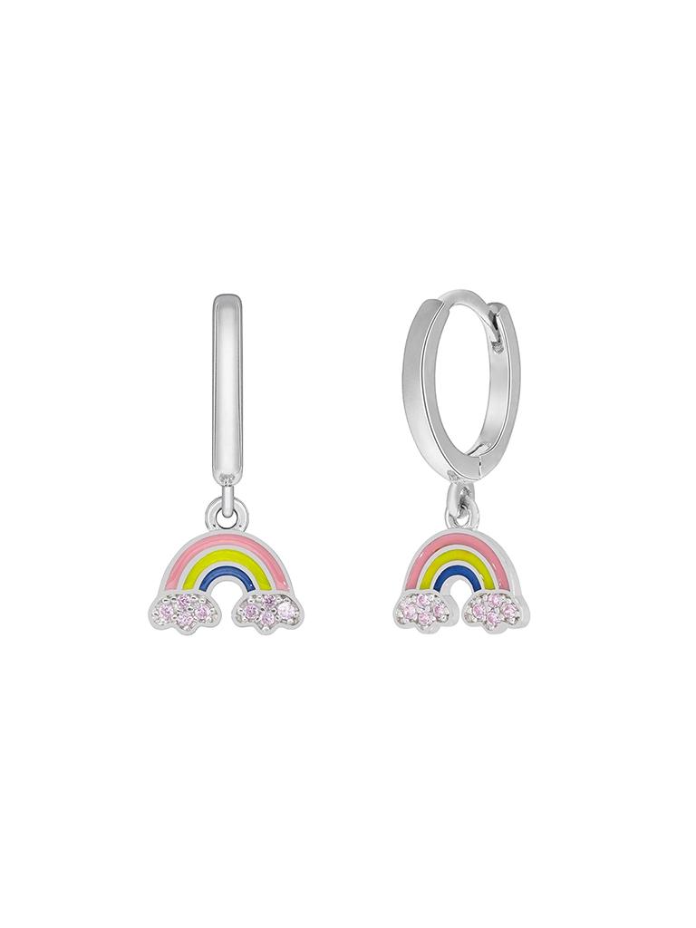 PENDIENTES MAREA PLATA DE LEY GIRLS ARO ARCOIRIS ESMALTE COLORES