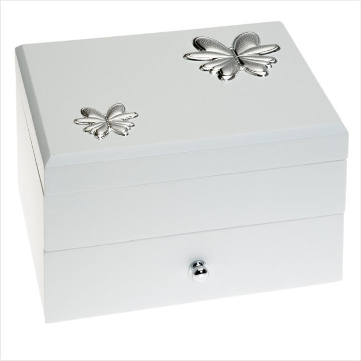 JOYERO PLATA LAMINADA MARIPOSAS CON CAJON