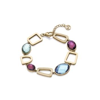 PULSERA VICEROY ACERO DORADA MUJER CRISTALES COLORES Y CIRCONITAS