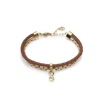 PULSERA VICEROY ACERO DORADA DOBLE CORDON MARRON COLG INFINITO MUJER