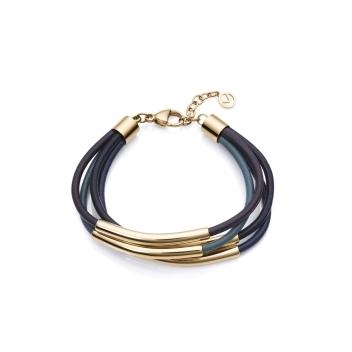 PULSERA VICEROY ACERO DORADO Y PIEL MUJER