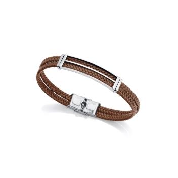 PULSERA VICEROY HOMBRE ACERO PIEL MARRON CLARO