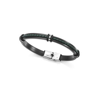 PULSERA VICEROY HOMBRE ACERO SILICONA PIEL NEGRA