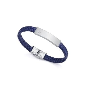 PULSERA VICEROY HOMBRE ACERO Y PIEL AZUL DIAMANTE