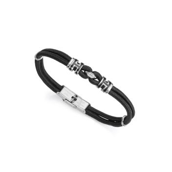 PULSERA VICEROY HOMBRE ACERO NYLON Y ESMALTE NEGRO