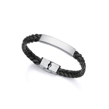 PULSERA VICEROY HOMBRE ACERO PIEL NEGRA