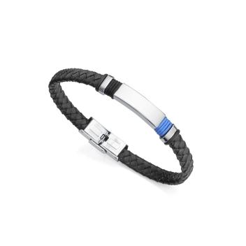 PULSERA VICEROY ACERO HOMBRE PIEL NEGRA