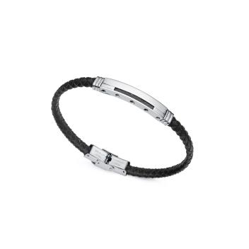 PULSERA VICEROY HOMBRE ACERO PIEL FIBRA CARBONO NEGRA