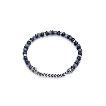 PULSERA VICEROY HOMBRE ACERO Y PIEDRA NATURAL NEGRA