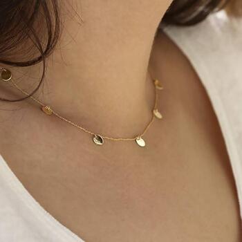 COLLAR ORO 18K LECARRE 5 CHAPAS  6 Y 4.5MM