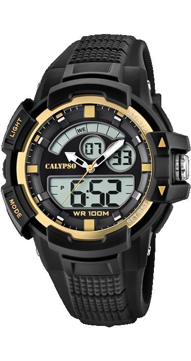 RELOJ CALYPSO HOMBRE ANADIGITAL CORREA CAUCHO ESF NG/DORADO