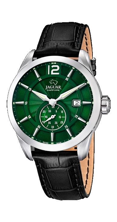 RELOJ JAGUAR ACERO HOMBRE CORREA PIEL NEGRA ESFERA VERDE