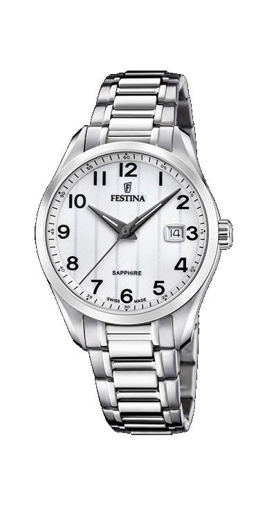 RELOJ FESTINA SWISS HOMBRE ACERO SAPPHIRE 100M NUMEROS/CALENDARIO