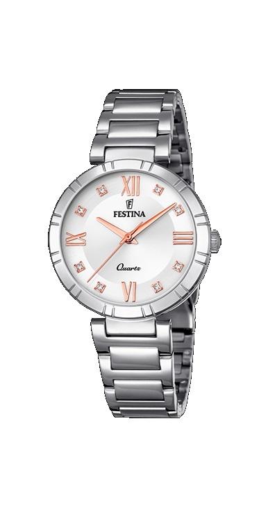 RELOJ FESTINA MUJER ACERO ESFERA PLATA DIGITOS ROSE Y PIEDRAS