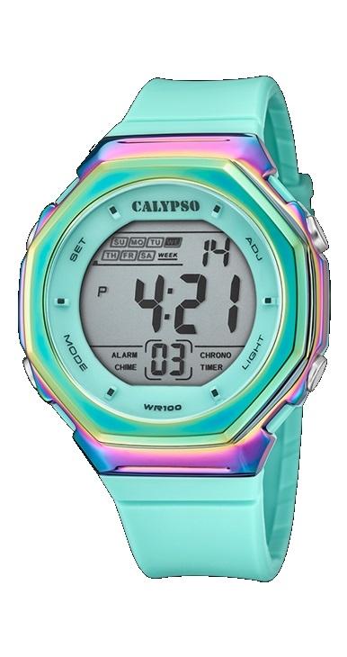 RELOJ CALYPSO MUJER DIGITAL CAUCHO TURQUESA CAJA DEGRADE