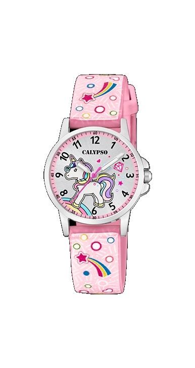 RELOJ CALYPSO NIÑA ACERO ESFERA BLANCA Y ROSA UNICORNIO