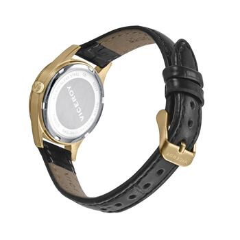 RELOJ VICEROY ACERO MUJER BASICO NUMEROS CORREA PIEL NEGRA BISEL DORADO