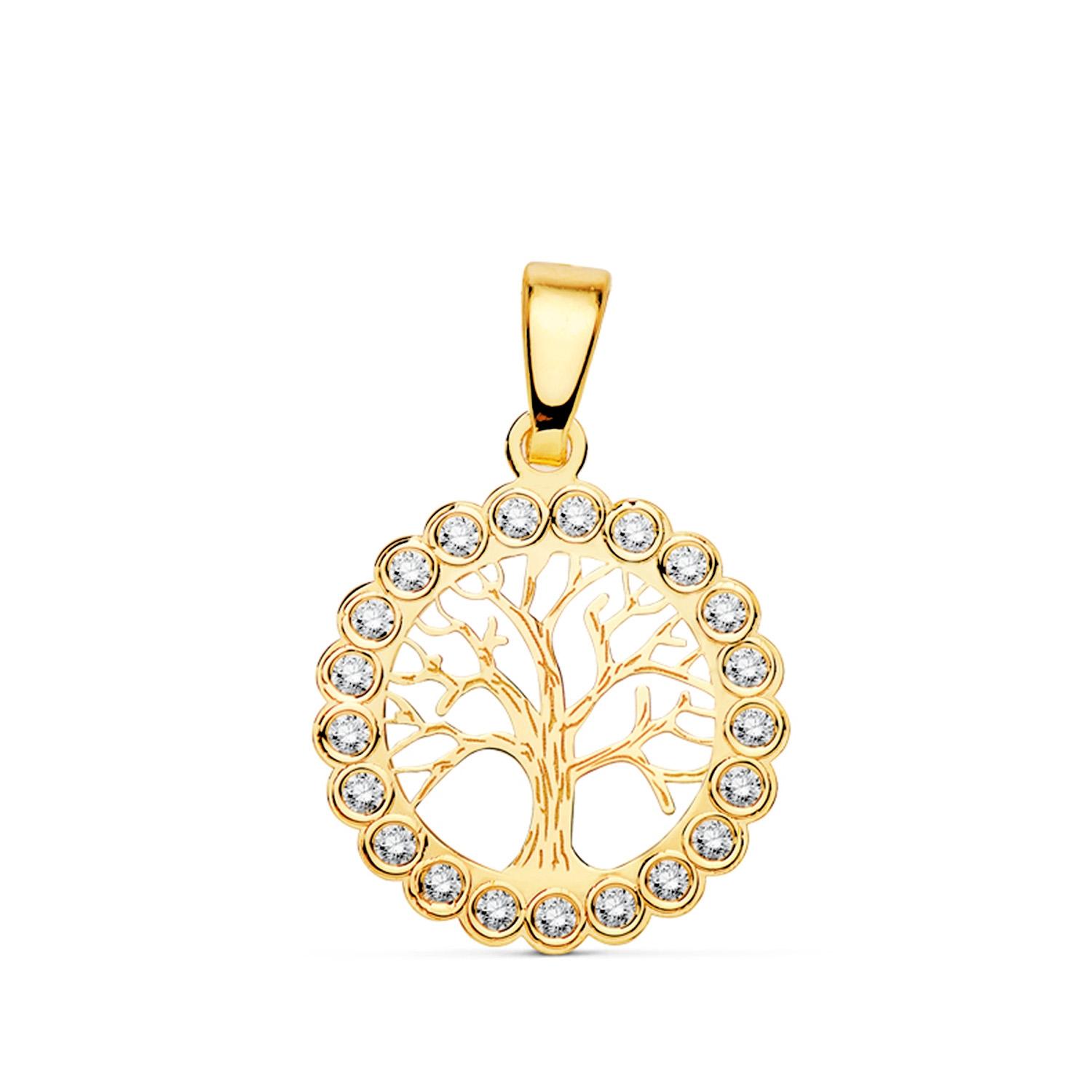 COLGANTE ORO 18K ARBOL DE LA VIDA CIRCONITAS