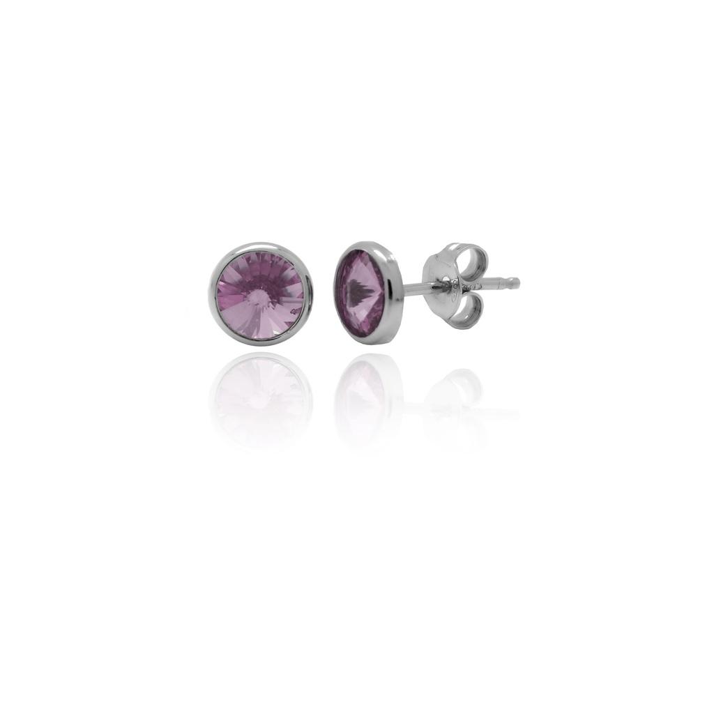 PENDIENTES VICTORIA CRUZ PLATA 1º LEY BASIC AMATISTA ROSA 7MM