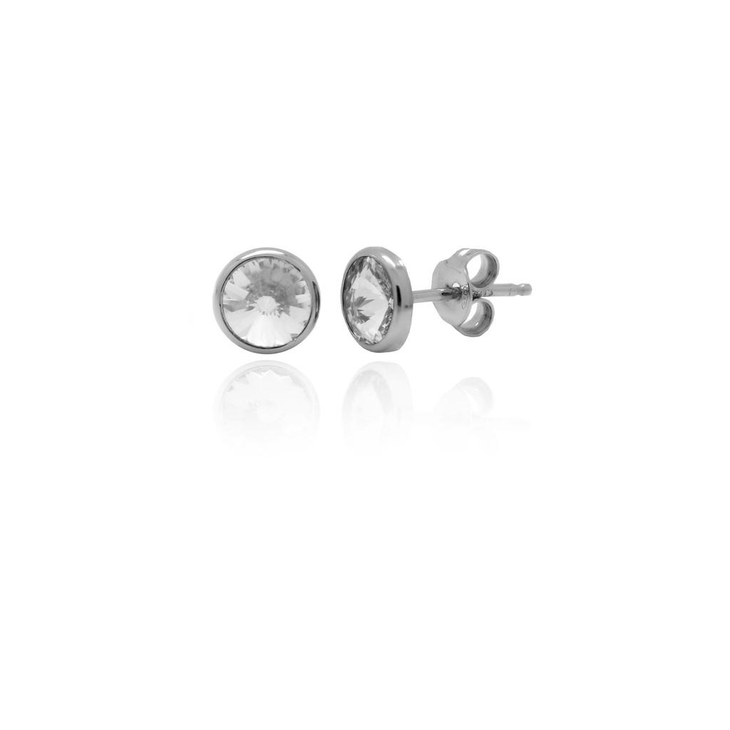 PENDIENTES VICTORIA CRUZ PLATA DE LEY BASIC CRYSTAL 7MM