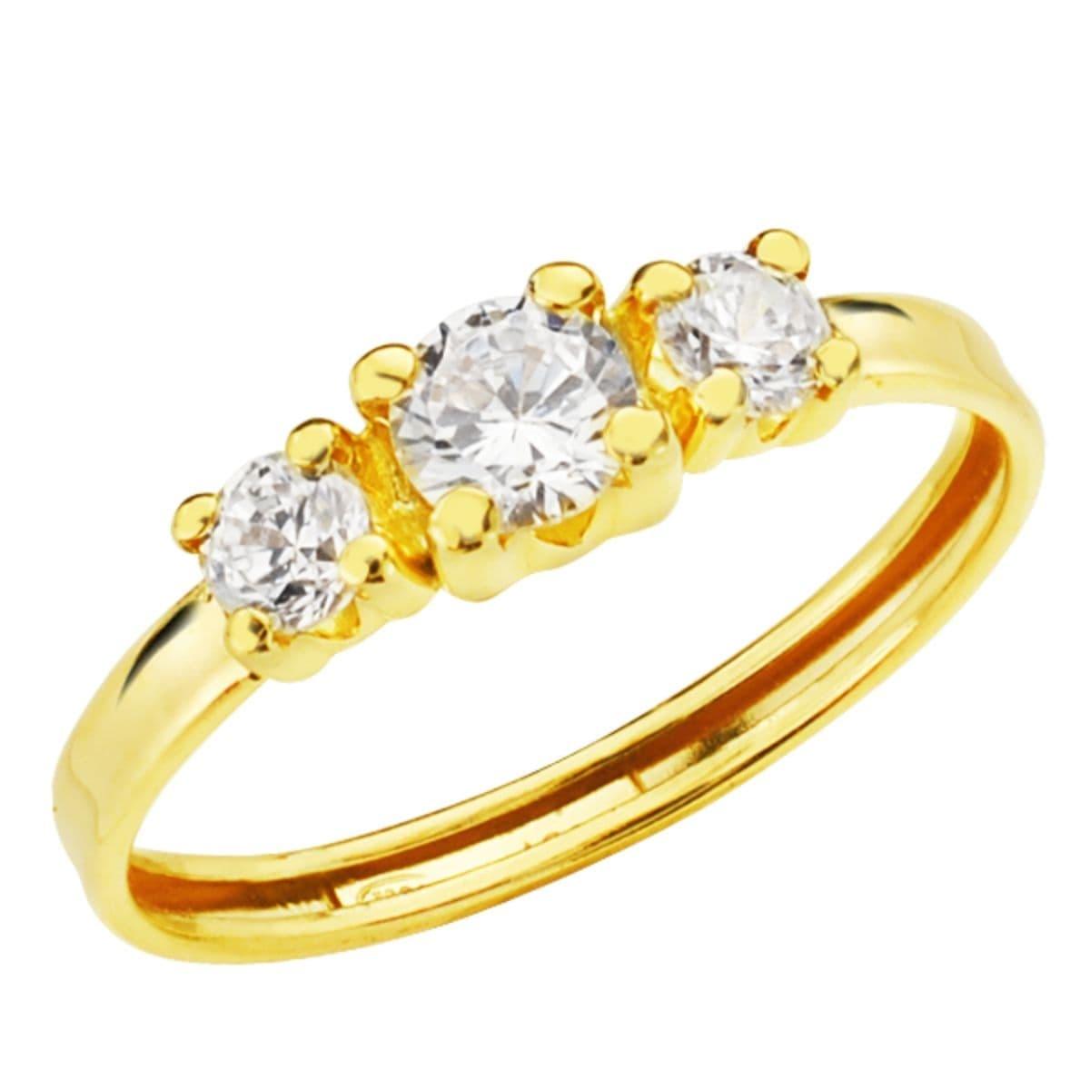 ANILLO ORO 18K 3CIRCONITAS GARRAS