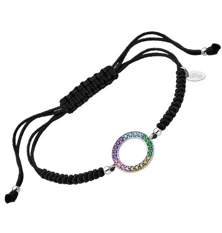 PULSERA LOTUS PLATA DE LEY MUJER HILO CIRCULO COLORES