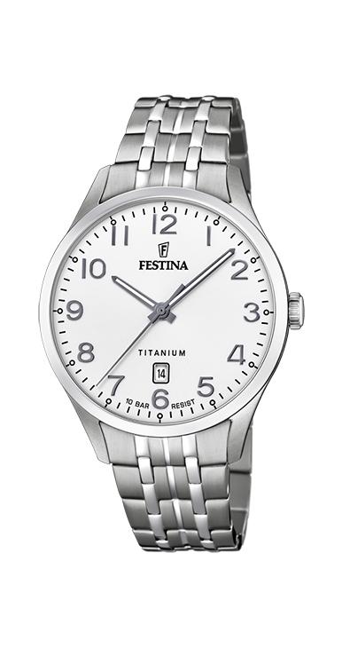 RELOJ FESTINA HOMBRE ACERO TITANIO BASICO,NUMEROS,CALENDARIO,100M