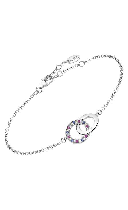 PULSERA LOTUS PLATA DE LEY MUJER AROS MULTICOLOR