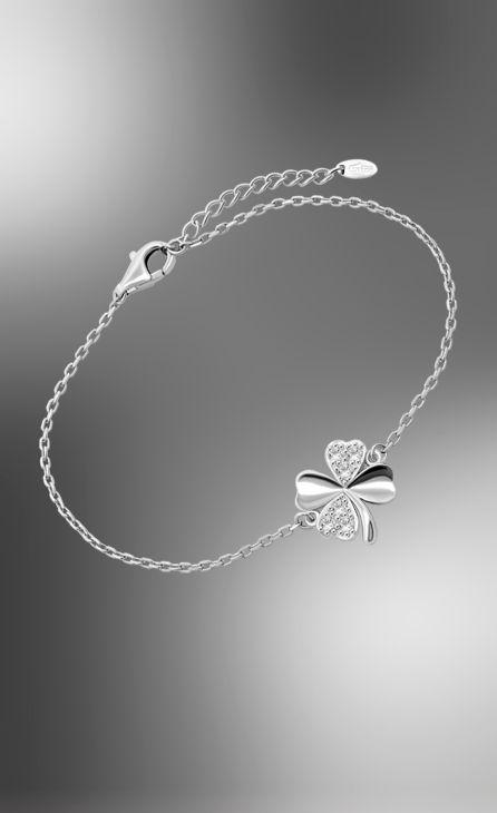 PULSERA LOTUS PLATA DE LEY MUJER TREBOL CADENA