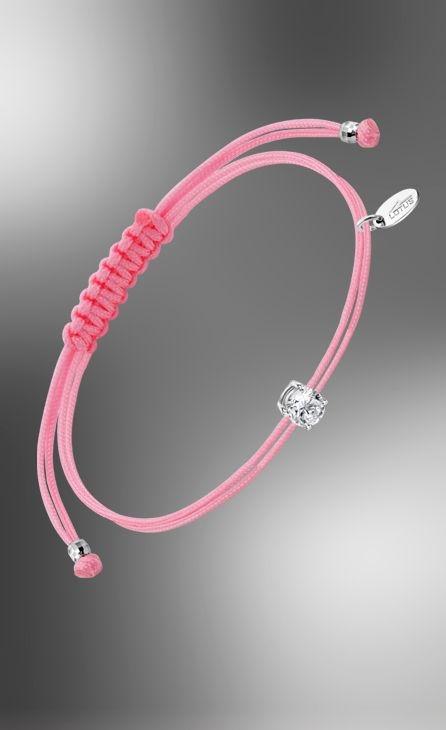 PULSERA LOTUS PLATA DE LEY MUJER HILO ROSA CHATON CIRC