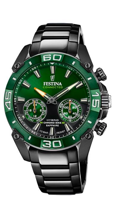 RELOJ FESTINA HOMBRE CONNECTED ACERO IP NEGRO CAJA Y ESFERA VERDE