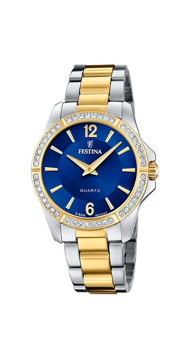 RELOJ FESTINA MUJER ACERO BICOLOR ESF AZUL CON PIEDRAS