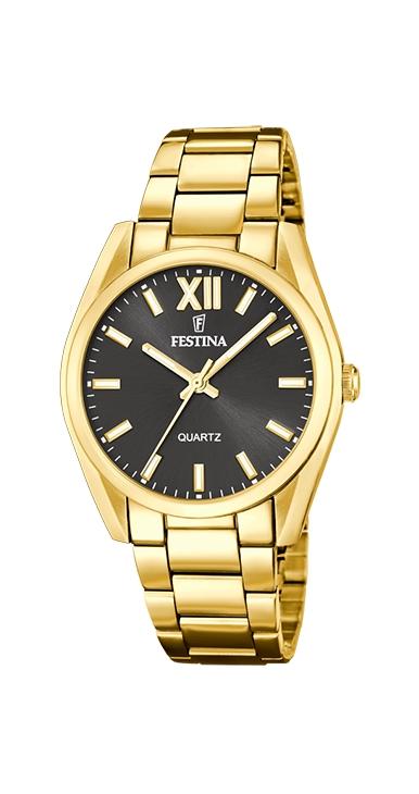 RELOJ FESTINA MUJER DORADO BASICO ESFERA NEGRA