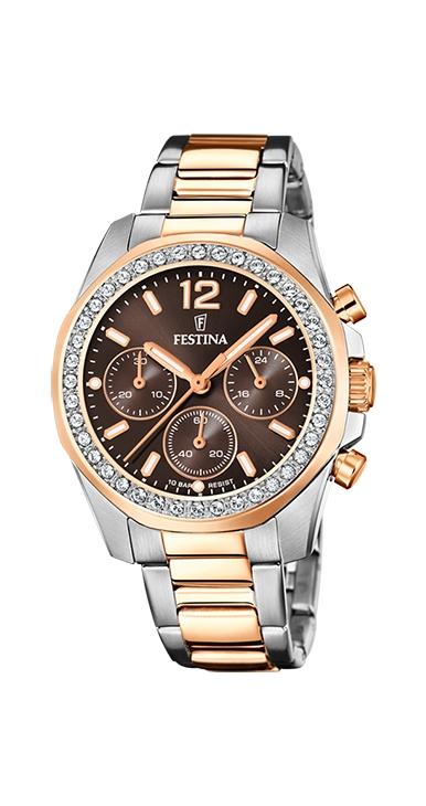 RELOJ FESTINA CRONO BICOLOR MUJER ESF. CHOC.