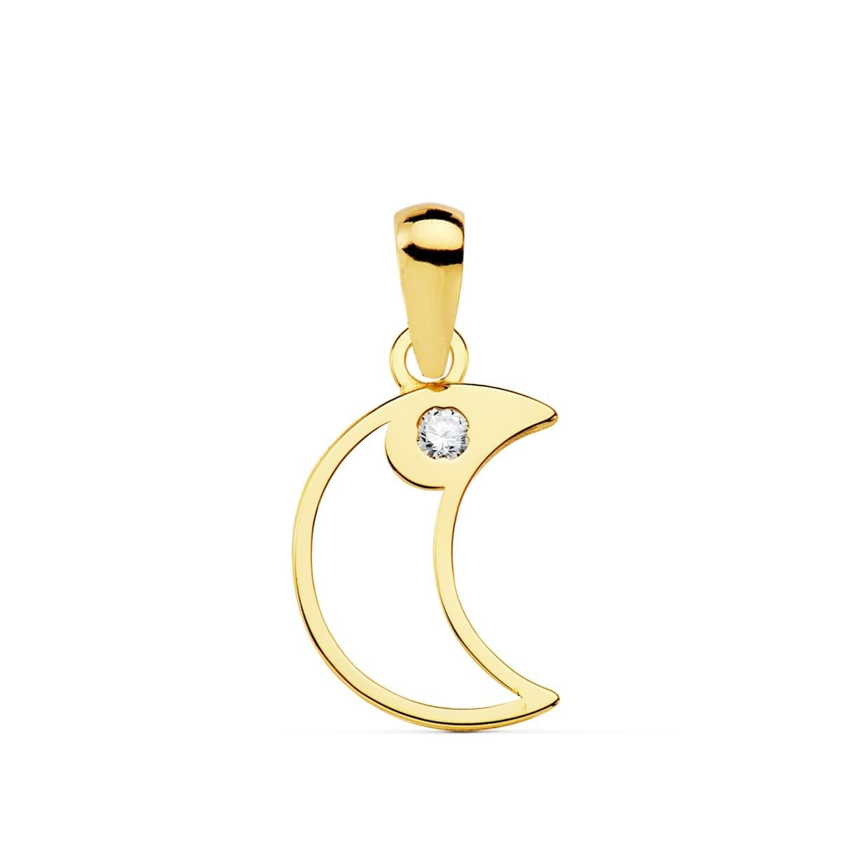 COLGANTE ORO 18K LUNA SILUETA CIRCONITAS