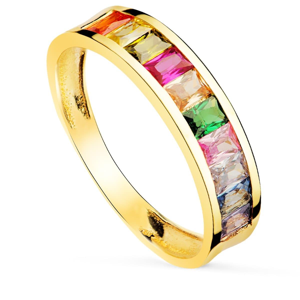 ANILLO ORO 18K CARRIL CIRCONITAS COLORES