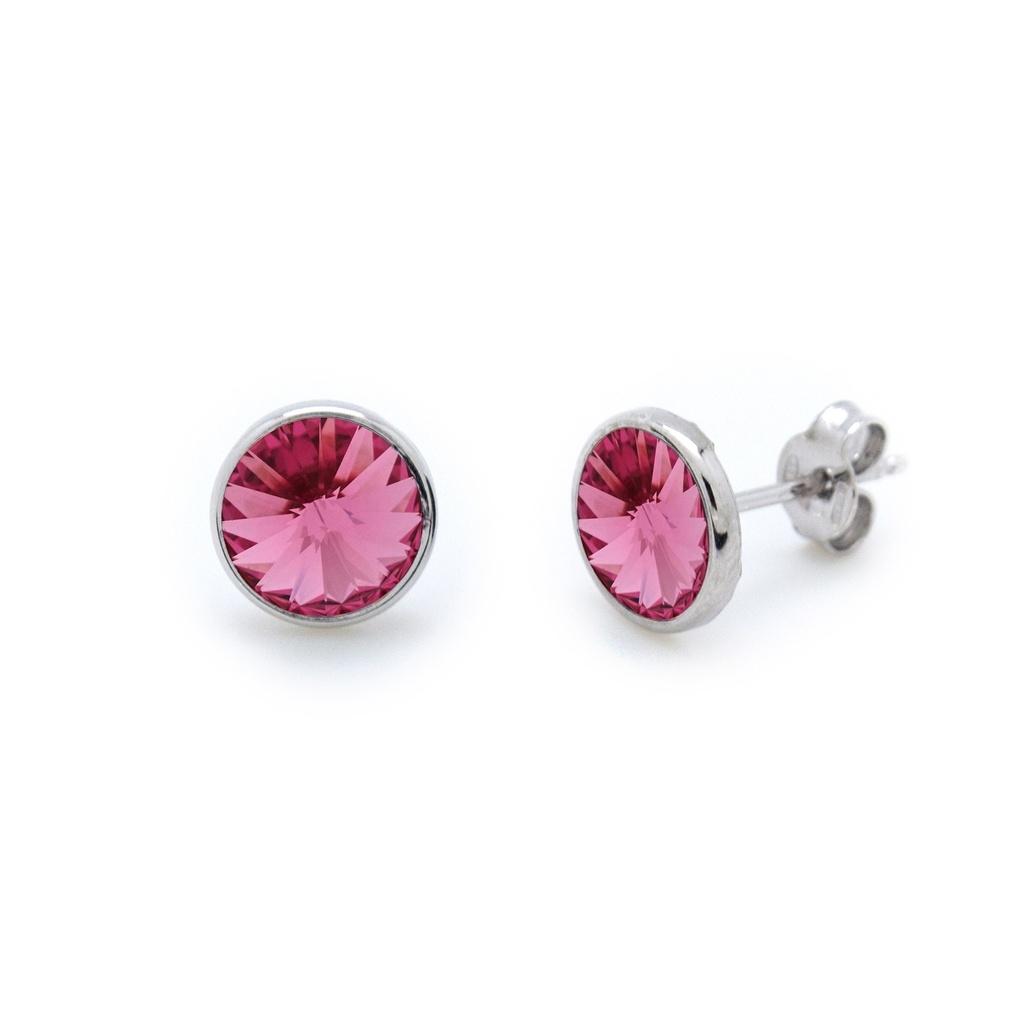 PENDIENTES VICTORIA CRUZ PLATA DE LEY PRESION 8MM ROSE