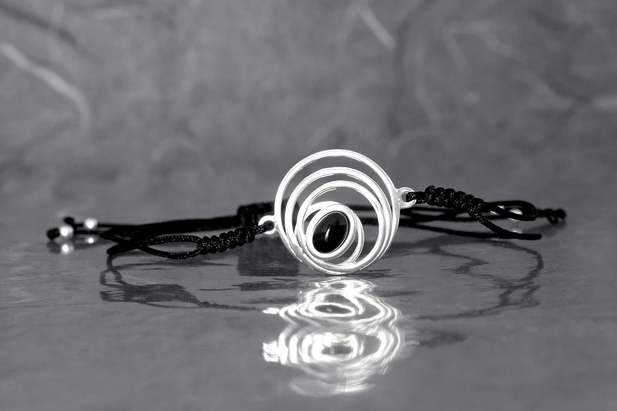 PULSERA ARDENTIA PLATA 1º LEY AZABACHE MADRAMÉ