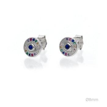 PENDIENTES NSP PLATA 1º LEY PRESION OJO CIRCONITAS COLORES