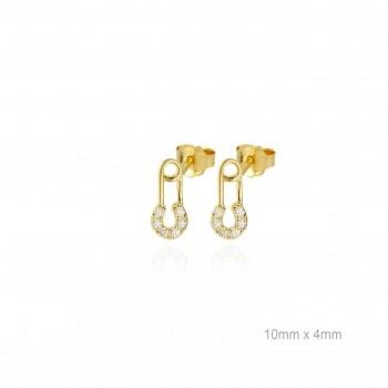 PENDIENTES NSP PLATA 1º LEY DORADO PRESION IMPERDIBLE CIRCONITAS