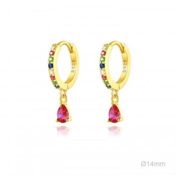 PENDIENTES NSP PLATA 1º LEY DORADO ARO CIRCONITAS COLORES