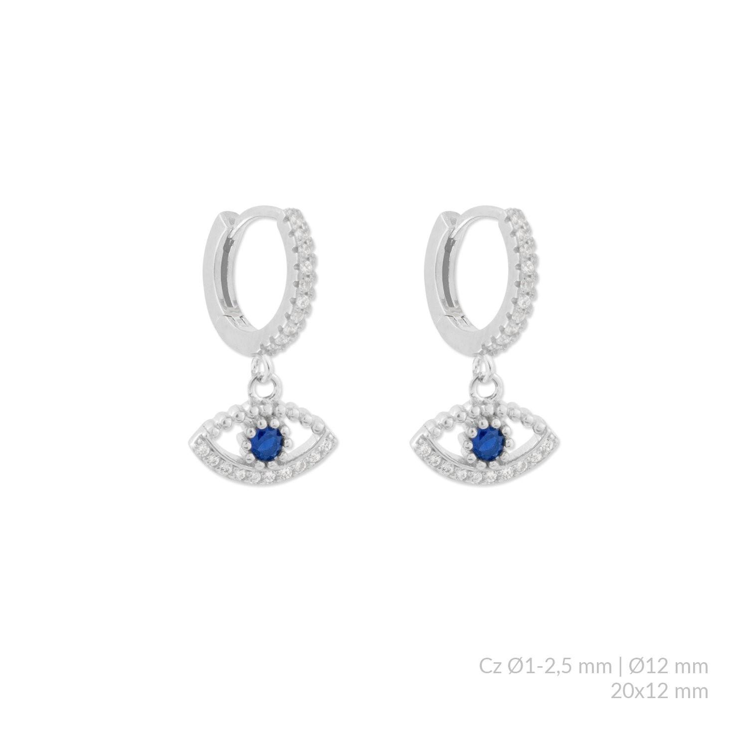 PENDIENTES NSP PLATA 1º LEY ARO OJO AZUL CIRCONITAS BL