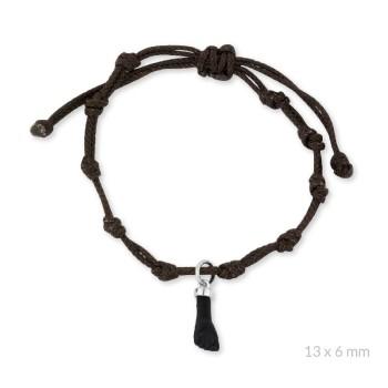 PULSERA NSP PLATA 1º LEY MACRAME MARRON NUDOS MANO NEGRA