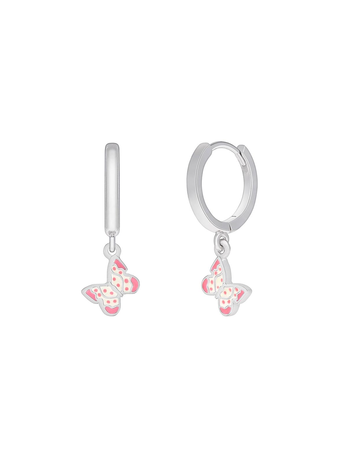 PENDIENTES MAREA PLATA DE LEY GIRLS MARIPOSA ROSA/BL