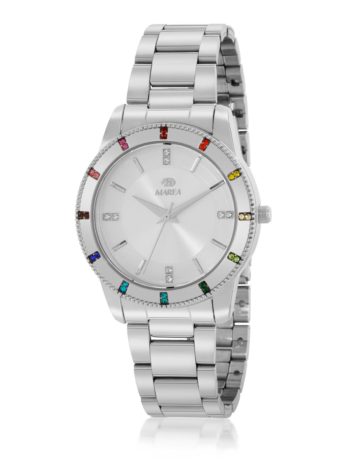 RELOJ MAREA MUJER ACERO BISEL PIEDRAS COLORES Y DIGITOS PIEDRAS BL